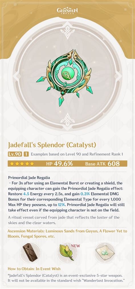 New 5* Catalyst Info : r/Genshin